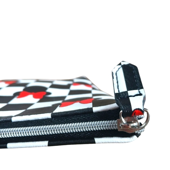 Disney Black and White Checkered Clutch with Red Bow Accents Minnie Mouse - Picture 3 of 5